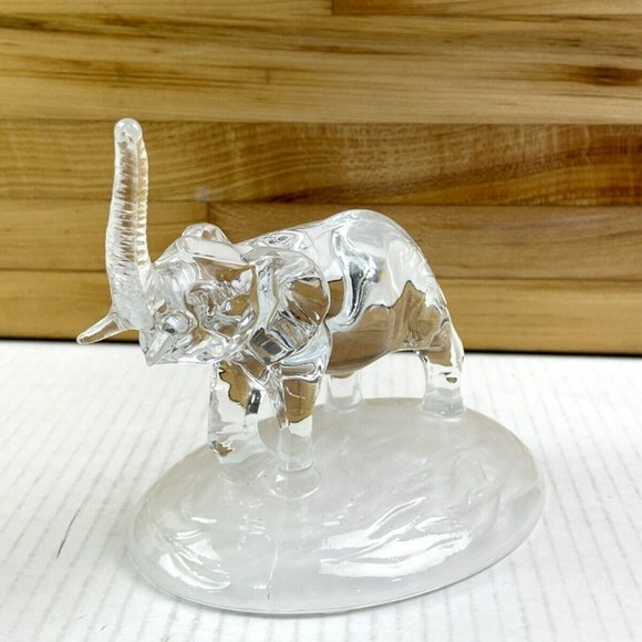 Vtg Crystal D' Arques 24% Lad Crystal Elephant Figurine W/Frosted Base France - Picture 8 of 9